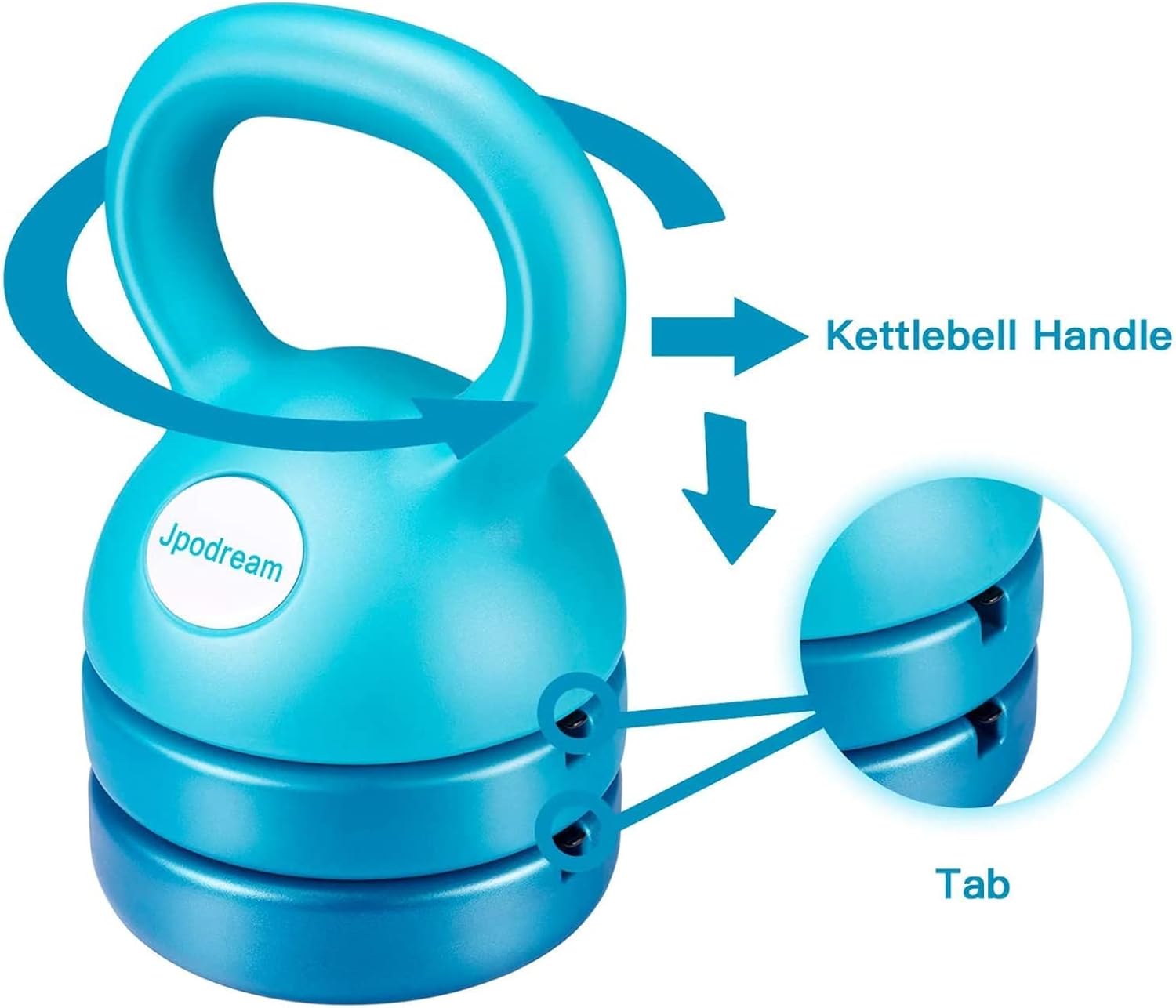 Kettlebell, Adjustable Kettlebell Weights 5Lbs, 8Lbs, 9Lbs, 12Lbs, Great for Home or Gym Full-Body Workout and Strength Training - Teal